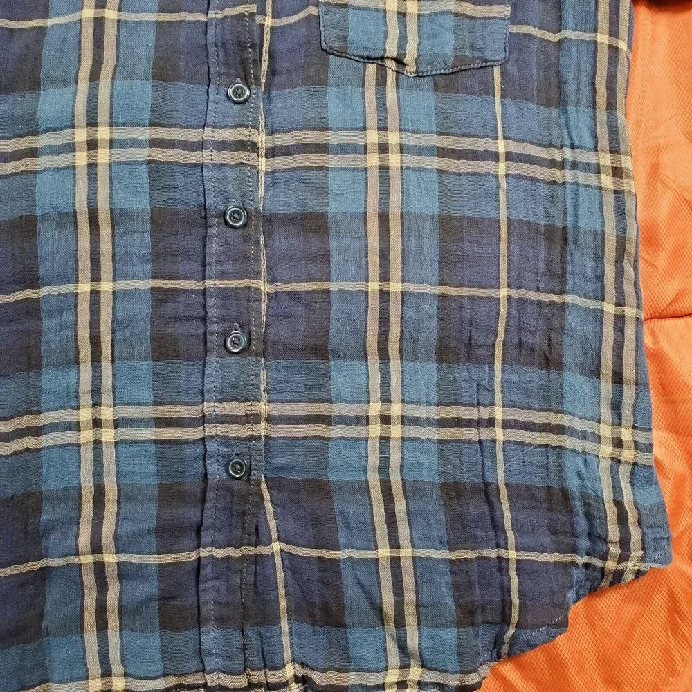 Free People Women's Blue Plaid Long‎ Sleeve Button Down Top Size Small FP